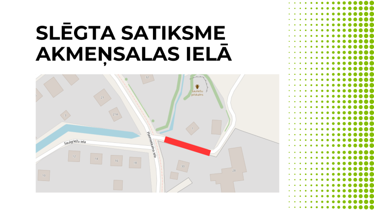 18. un 19. septembrī slēgta satiksme Akmeņsalas ielā